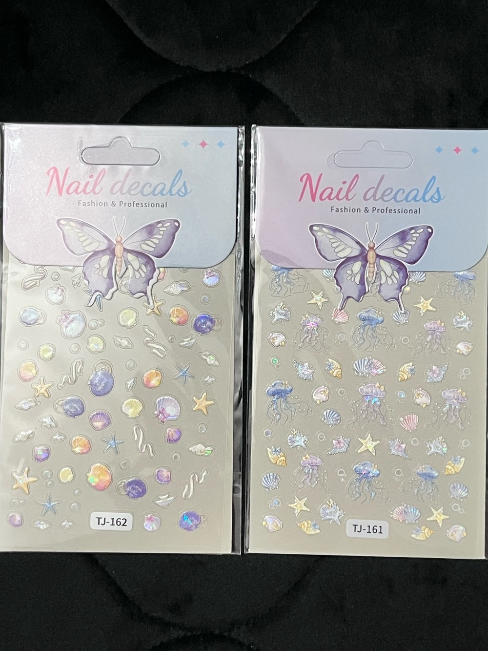 2 Sheets Embossed Ocean Themed Nail Stickers for Nail Art